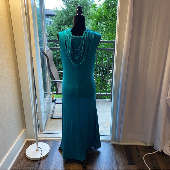 COii Aqua LARGE Sexy Cut-out Back Bodycon Tie Hoodie Sleeveless Maxi - Picture 13 of 14